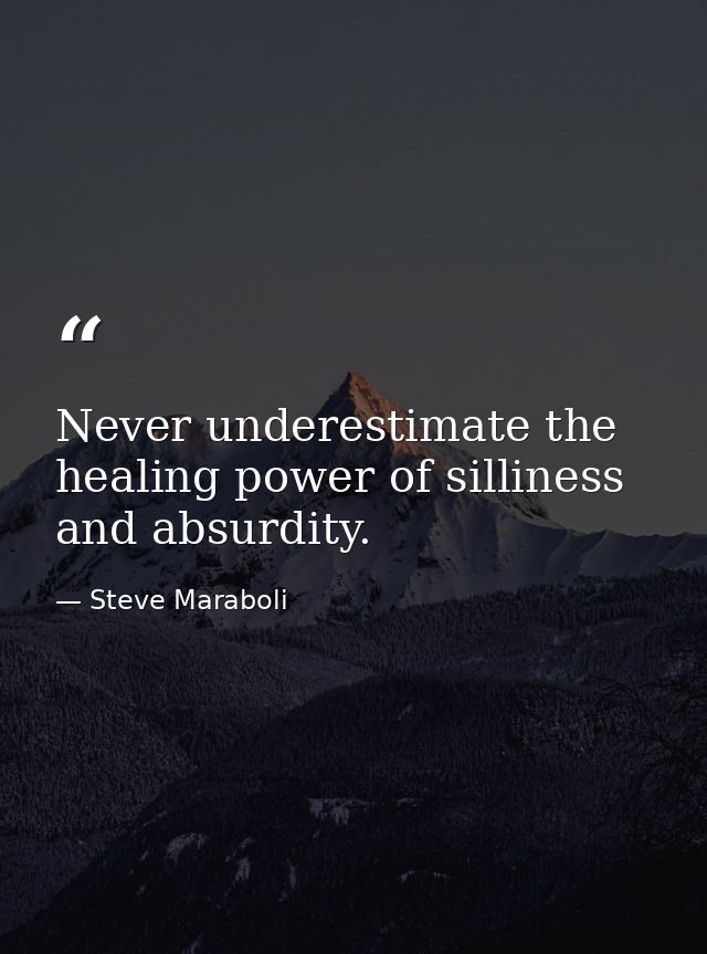 Never underestimate the healing power of silliness and absurdity. — Steve Maraboli