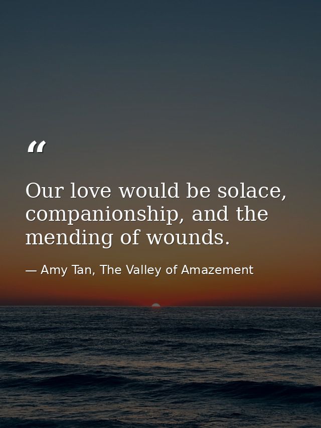 Our love would be solace, companionship, and the mending of wounds. — Amy Tan, The Valley of Amazement