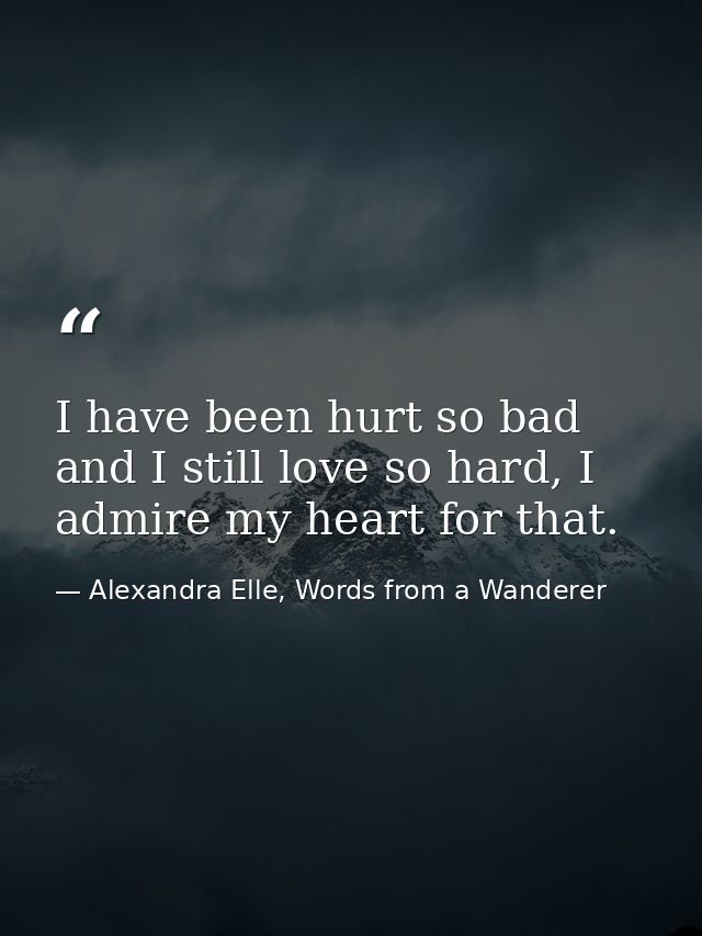I have been hurt so bad and I still love so hard, I admire my heart for that. — Alexandra Elle, Words from a Wanderer