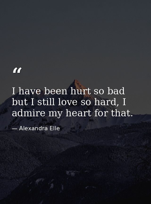 I have been hurt so bad but I still love so hard, I admire my heart for that. — Alexandra Elle