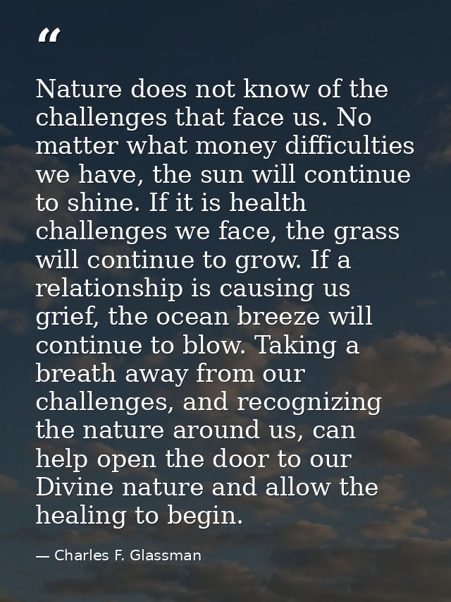 Nature does not know of the challenges that face us. No matter what money difficulties we have, the sun will continue to — Charles F. Glassman