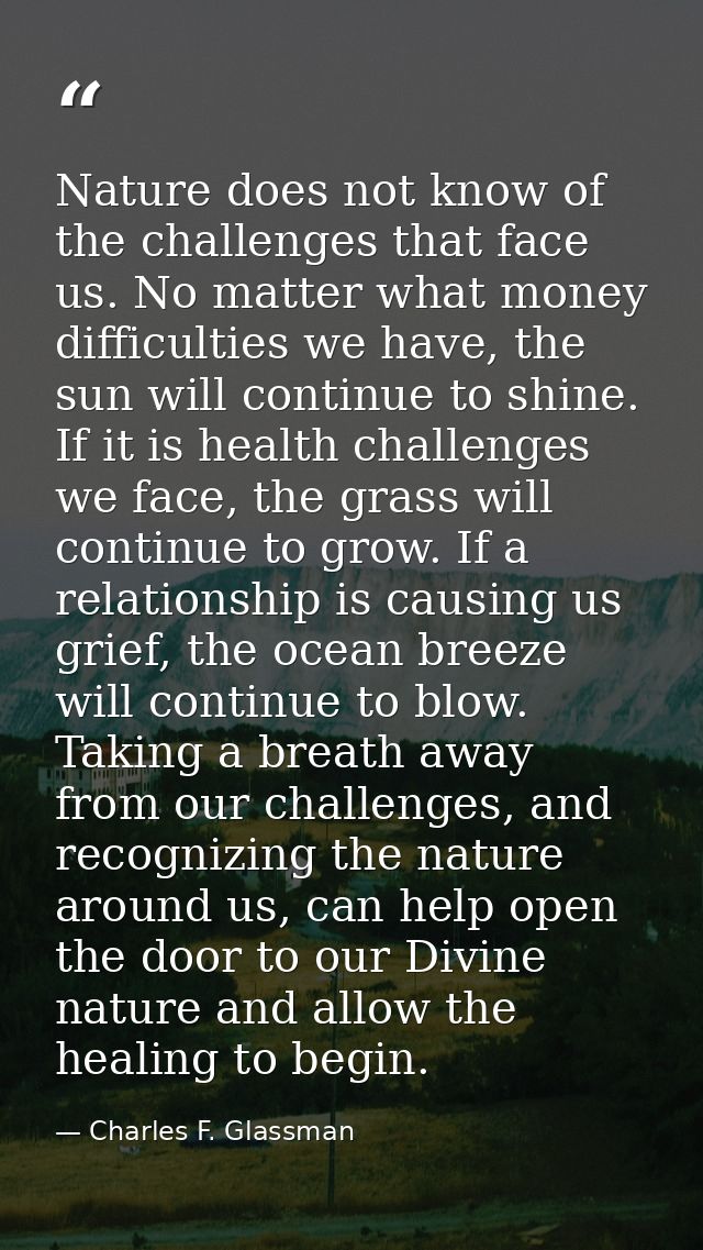 Nature does not know of the challenges that face us. No matter what money difficulties we have, the sun will continue to — Charles F. Glassman