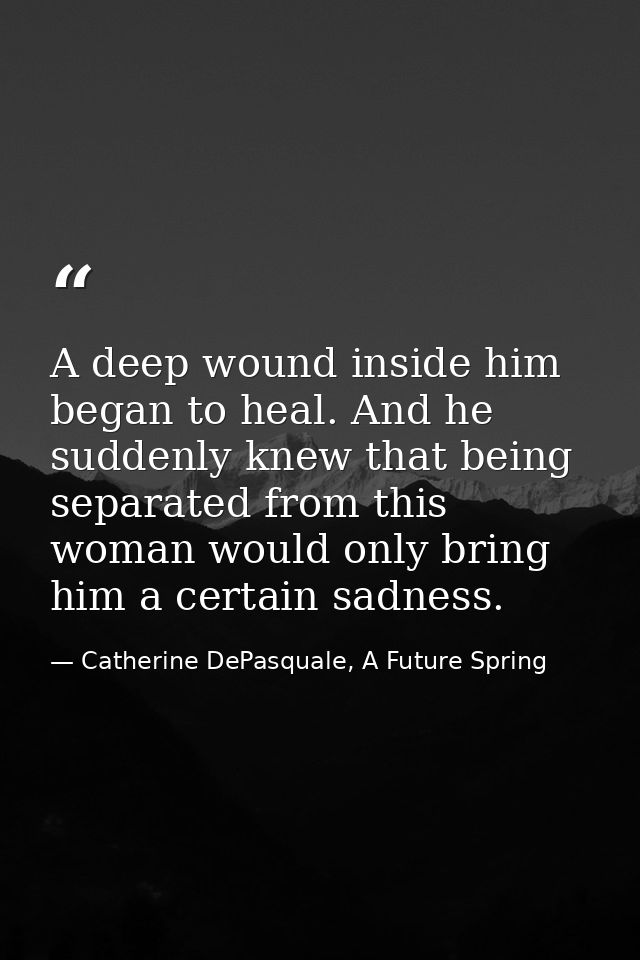 A deep wound inside him began to heal. And he suddenly knew that being separated from this woman would only bring him a  — Catherine DePasquale, A Future Spring