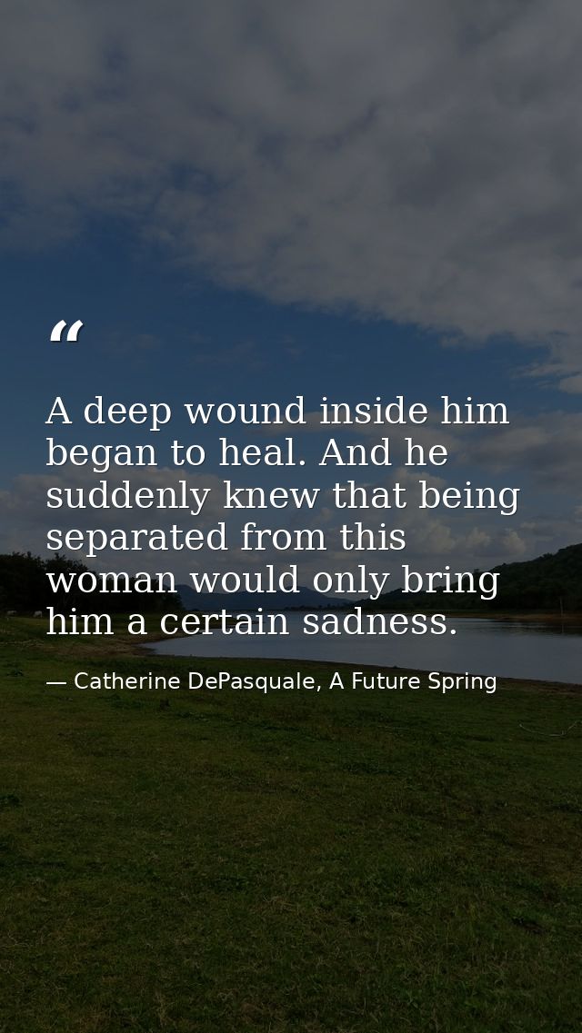 A deep wound inside him began to heal. And he suddenly knew that being separated from this woman would only bring him a  — Catherine DePasquale, A Future Spring