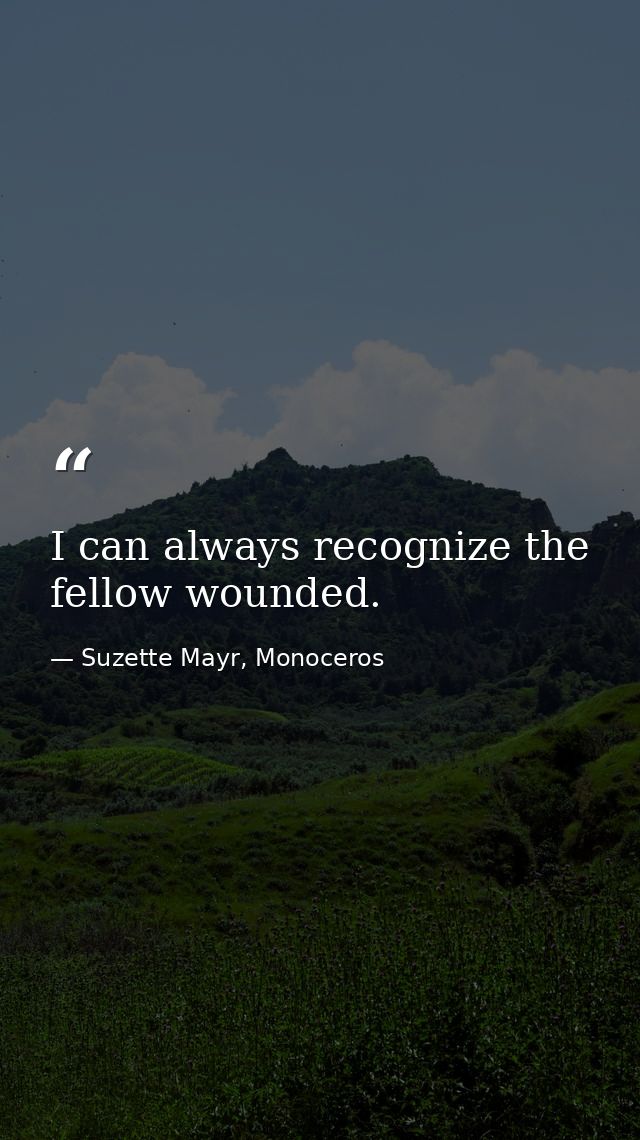 I can always recognize the fellow wounded. — Suzette Mayr, Monoceros