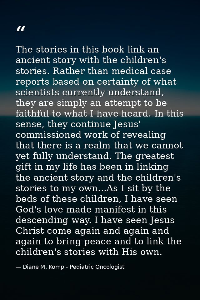 The stories in this book link an ancient story with the children's stories. Rather than medical case reports based on ce — Diane M. Komp - Pediatric Oncologist