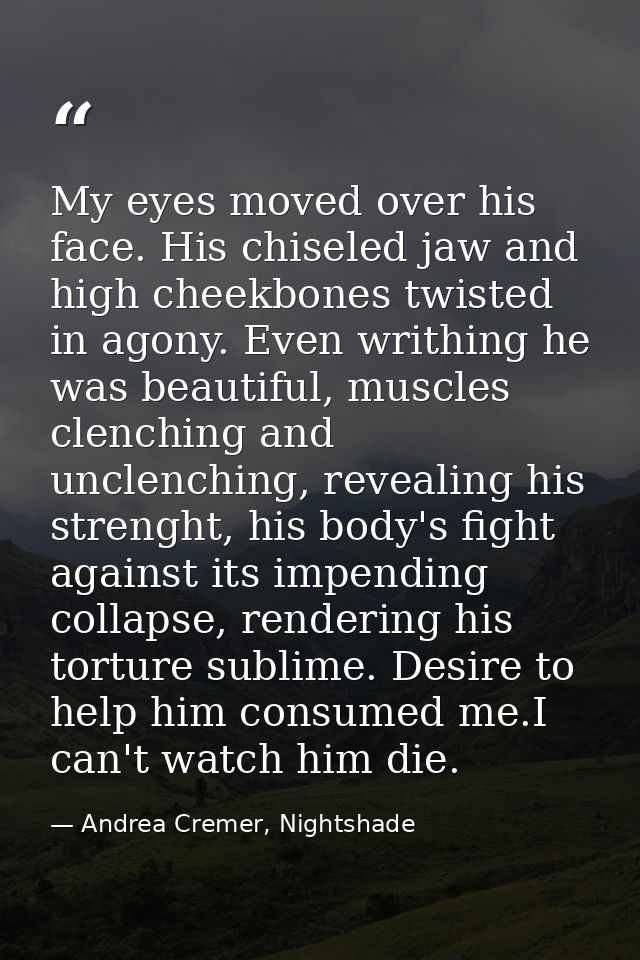 My eyes moved over his face. His chiseled jaw and high cheekbones twisted in agony. Even writhing he was beautiful, musc — Andrea Cremer, Nightshade