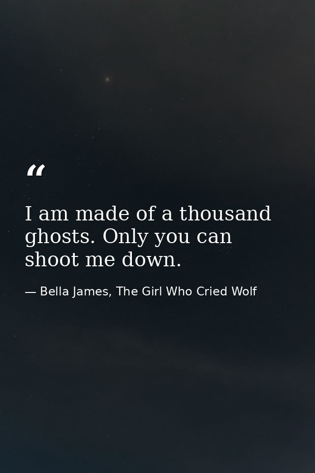 I am made of a thousand ghosts. Only you can shoot me down. — Bella James, The Girl Who Cried Wolf