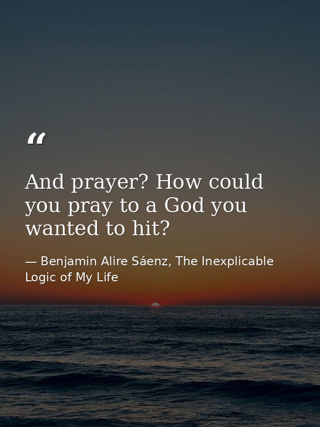 And prayer? How could you pray to a God you wanted to hit? — Benjamin Alire Sáenz, The Inexplicable Logic of My Life