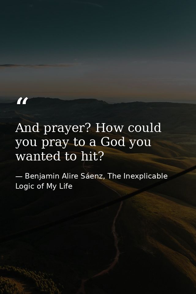 And prayer? How could you pray to a God you wanted to hit? — Benjamin Alire Sáenz, The Inexplicable Logic of My Life