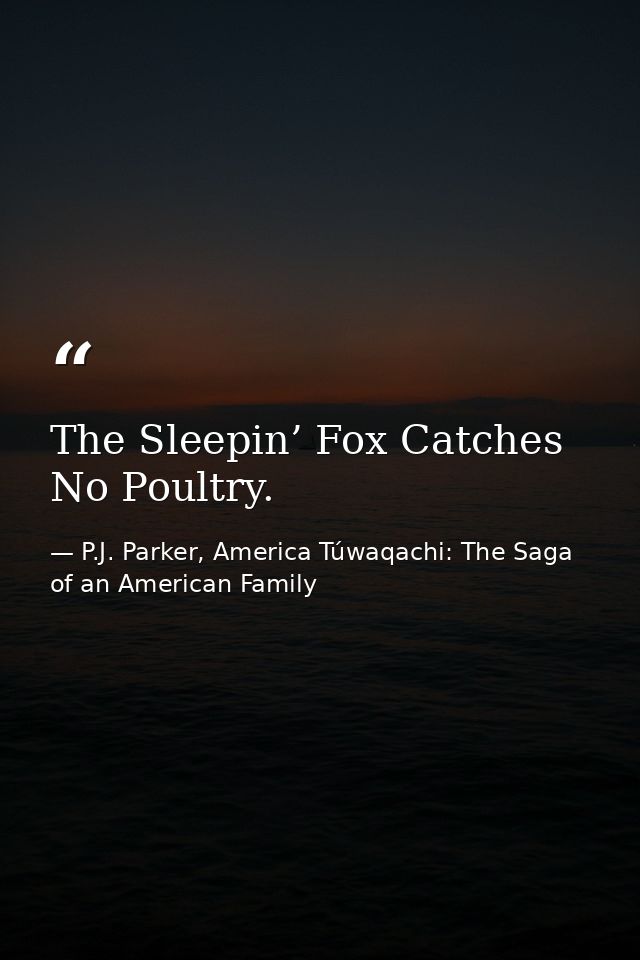 The Sleepin’ Fox Catches No Poultry. — P.J. Parker, America Túwaqachi: The Saga of an American Family