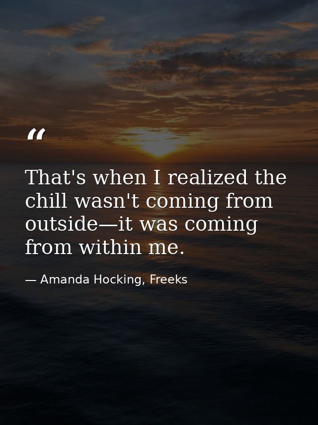 That's when I realized the chill wasn't coming from outside—it was coming from within me. — Amanda Hocking, Freeks