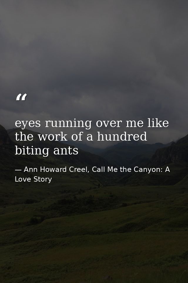 eyes running over me like the work of a hundred biting ants — Ann Howard Creel, Call Me the Canyon: A Love Story