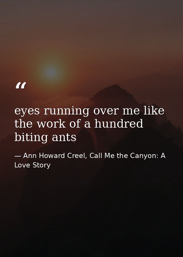 eyes running over me like the work of a hundred biting ants — Ann Howard Creel, Call Me the Canyon: A Love Story