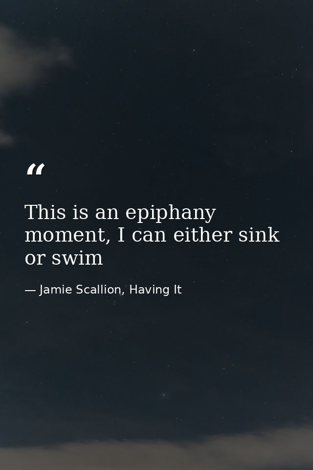 This is an epiphany moment, I can either sink or swim — Jamie Scallion, Having It