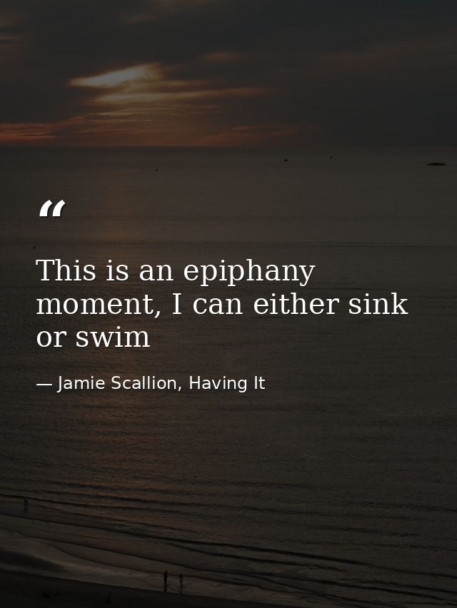 This is an epiphany moment, I can either sink or swim — Jamie Scallion, Having It
