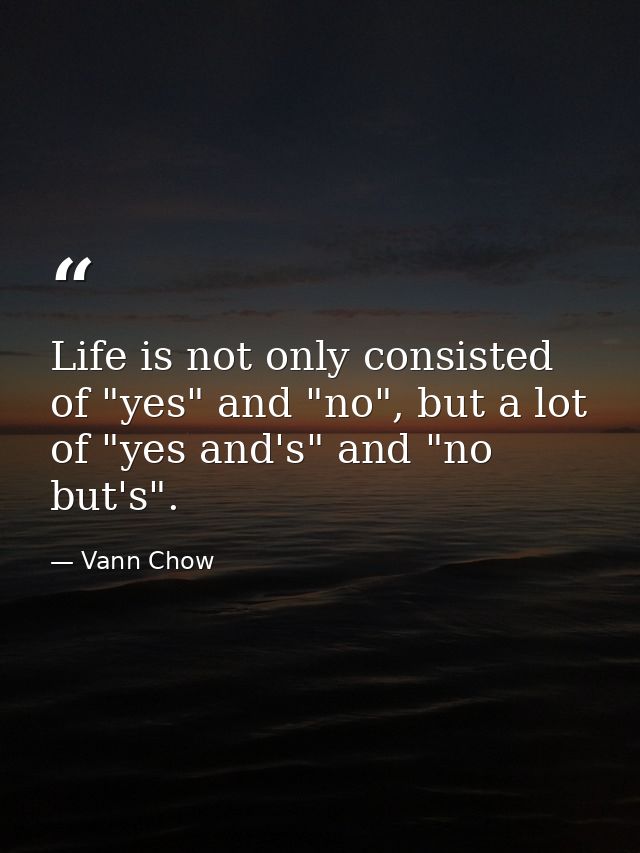 Life is not only consisted of "yes" and "no", but a lot of "yes and's" and "no but's". — Vann Chow