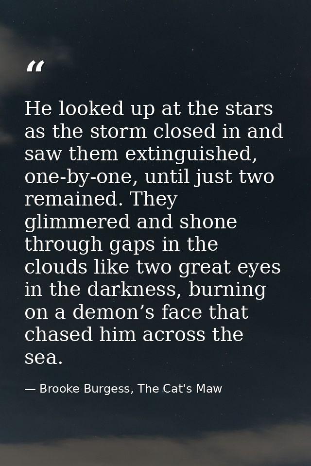 He looked up at the stars as the storm closed in and saw them extinguished, one-by-one, until just two remained. They gl — Brooke Burgess, The Cat's Maw
