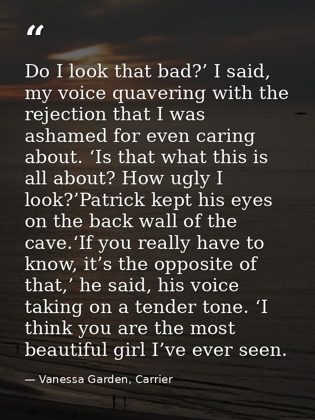 Do I look that bad?’ I said, my voice quavering with the rejection that I was ashamed for even caring about. ‘Is that wh — Vanessa Garden, Carrier