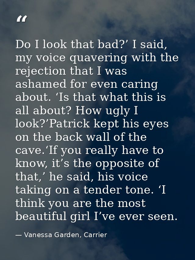 Do I look that bad?’ I said, my voice quavering with the rejection that I was ashamed for even caring about. ‘Is that wh — Vanessa Garden, Carrier