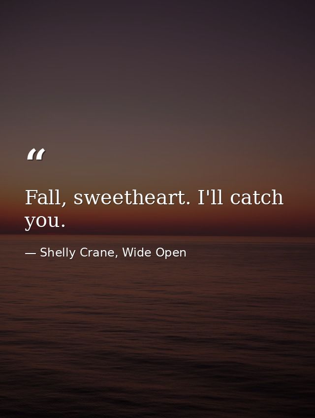 Fall, sweetheart. I'll catch you. — Shelly Crane, Wide Open