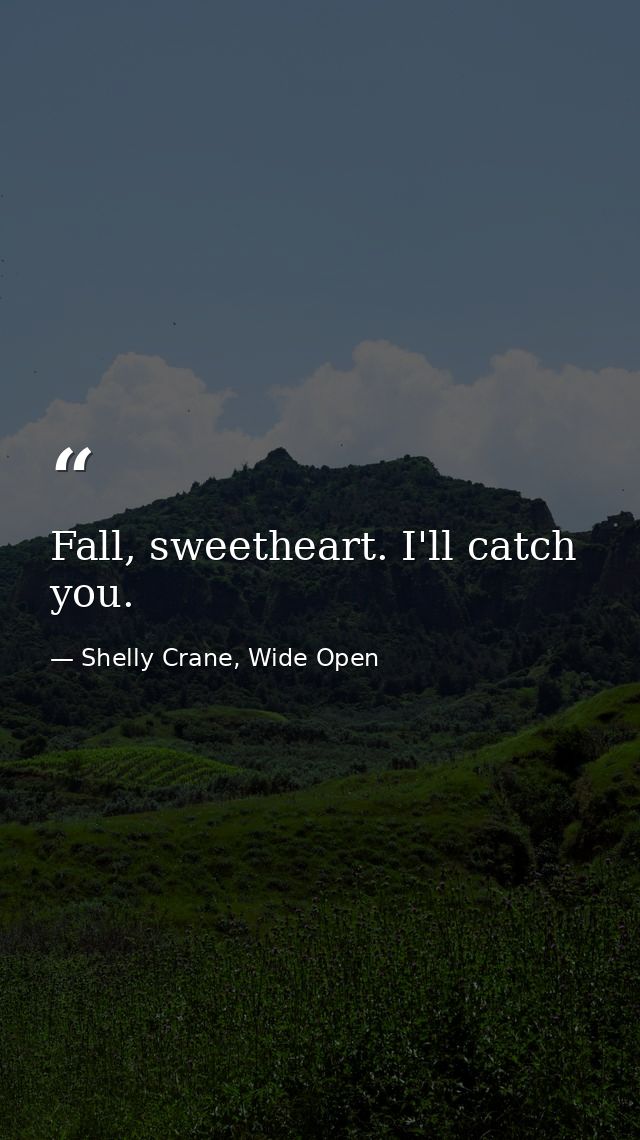 Fall, sweetheart. I'll catch you. — Shelly Crane, Wide Open