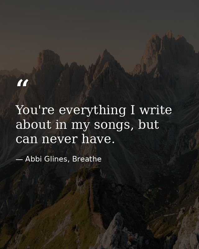 You're everything I write about in my songs, but can never have. — Abbi Glines, Breathe