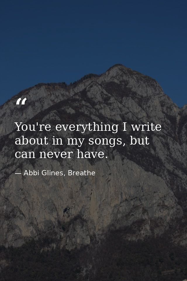 You're everything I write about in my songs, but can never have. — Abbi Glines, Breathe