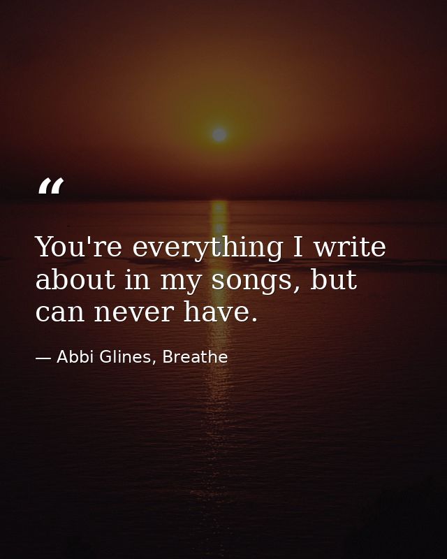 You're everything I write about in my songs, but can never have. — Abbi Glines, Breathe