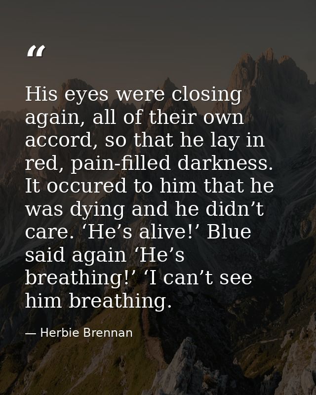 His eyes were closing again, all of their own accord, so that he lay in red, pain-filled darkness. It occured to him tha — Herbie Brennan