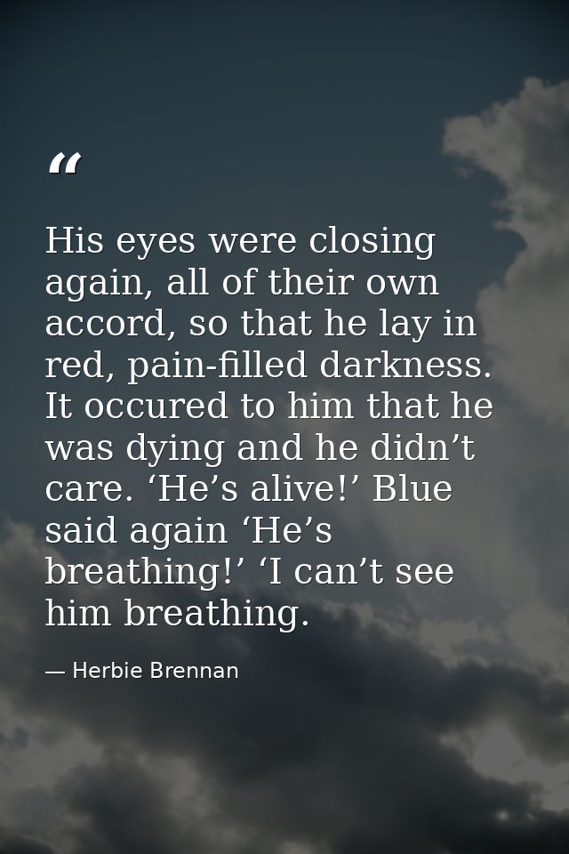 His eyes were closing again, all of their own accord, so that he lay in red, pain-filled darkness. It occured to him tha — Herbie Brennan