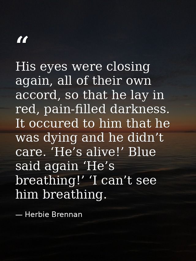 His eyes were closing again, all of their own accord, so that he lay in red, pain-filled darkness. It occured to him tha — Herbie Brennan