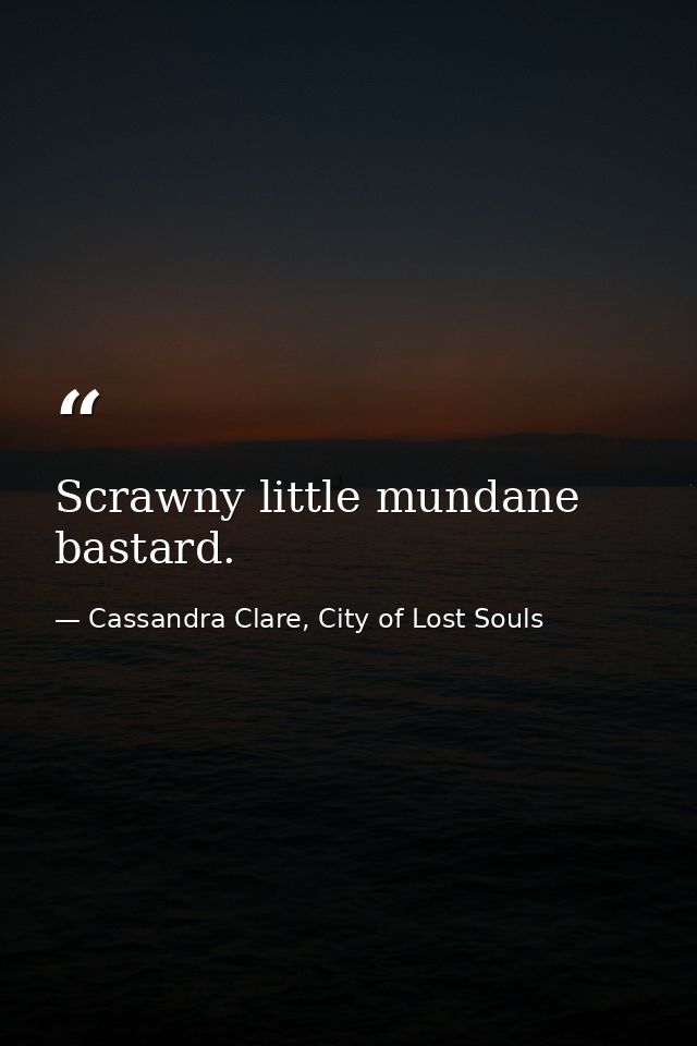 Scrawny little mundane bastard. — Cassandra Clare, City of Lost Souls