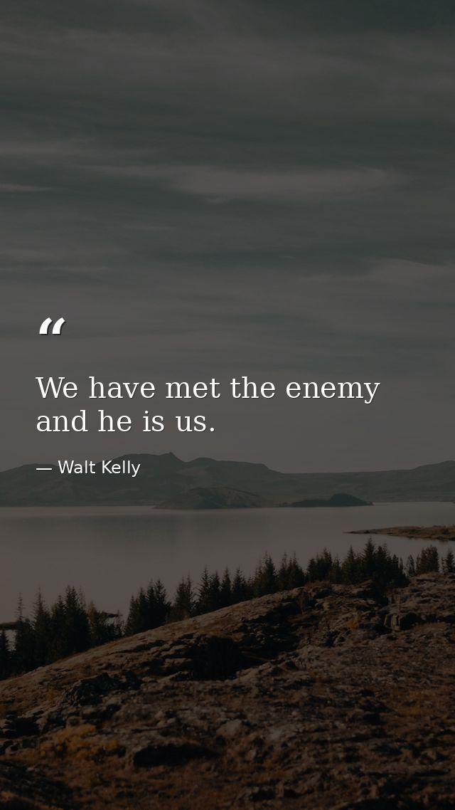 We have met the enemy and he is us. — Walt Kelly