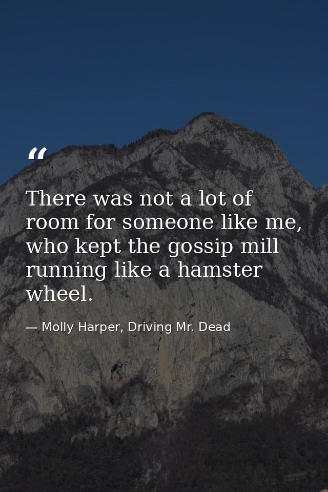 There was not a lot of room for someone like me, who kept the gossip mill running like a hamster wheel. — Molly Harper, Driving Mr. Dead