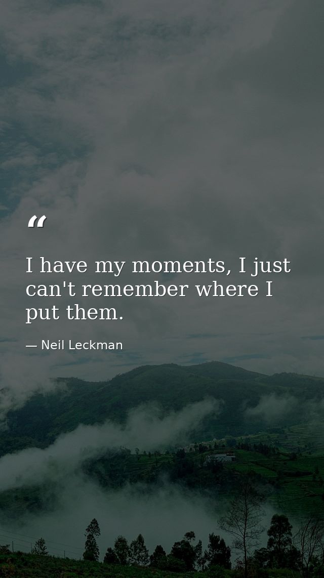 I have my moments, I just can't remember where I put them. — Neil Leckman