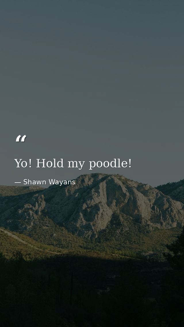 Yo! Hold my poodle! — Shawn Wayans