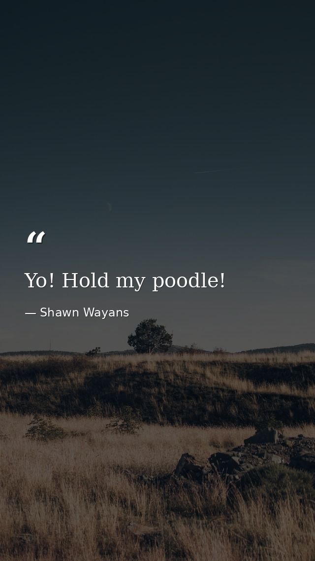 Yo! Hold my poodle! — Shawn Wayans