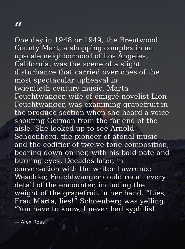 One day in 1948 or 1949, the Brentwood County Mart, a shopping complex in an upscale neighborhood of Los Angeles, Califo — Alex Ross