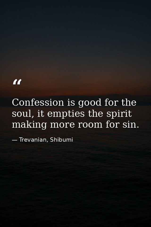 Confession is good for the soul, it empties the spirit making more room for sin. — Trevanian, Shibumi