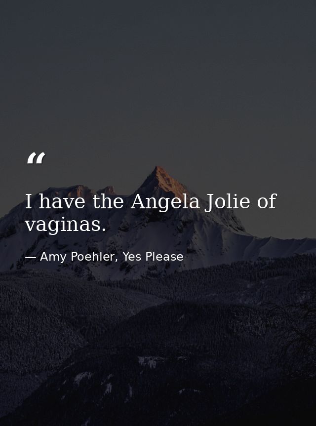 I have the Angela Jolie of vaginas. — Amy Poehler, Yes Please