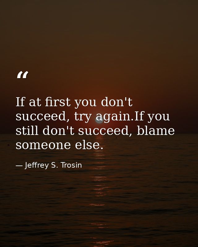 If at first you don't succeed, try again.If you still don't succeed, blame someone else. — Jeffrey S. Trosin