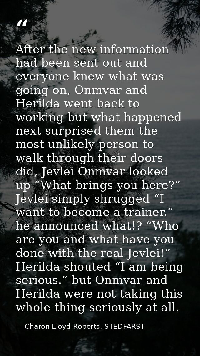 After the new information had been sent out and everyone knew what was going on, Onmvar and Herilda went back to working — Charon Lloyd-Roberts, STEDFARST