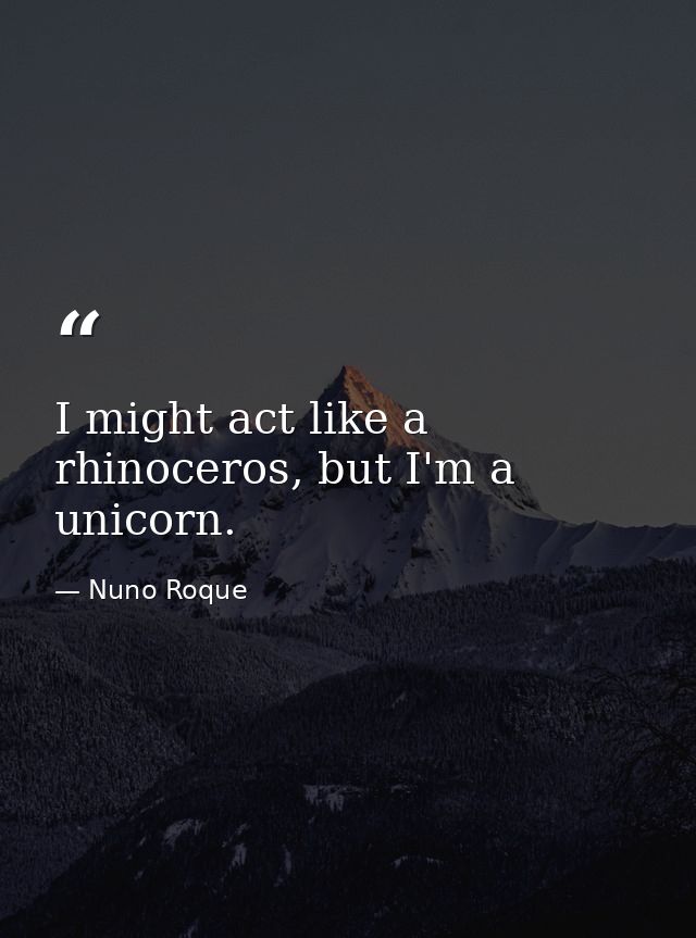 I might act like a rhinoceros, but I'm a unicorn. — Nuno Roque