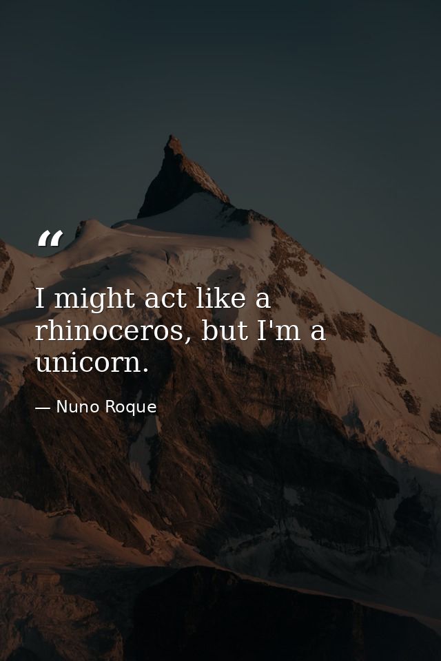 I might act like a rhinoceros, but I'm a unicorn. — Nuno Roque