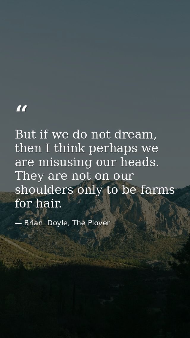 But if we do not dream, then I think perhaps we are misusing our heads. They are not on our shoulders only to be farms f — Brian  Doyle, The Plover