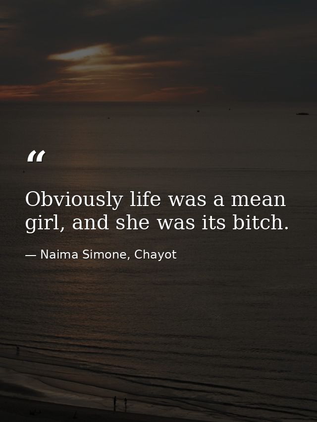 Obviously life was a mean girl, and she was its bitch. — Naima Simone, Chayot