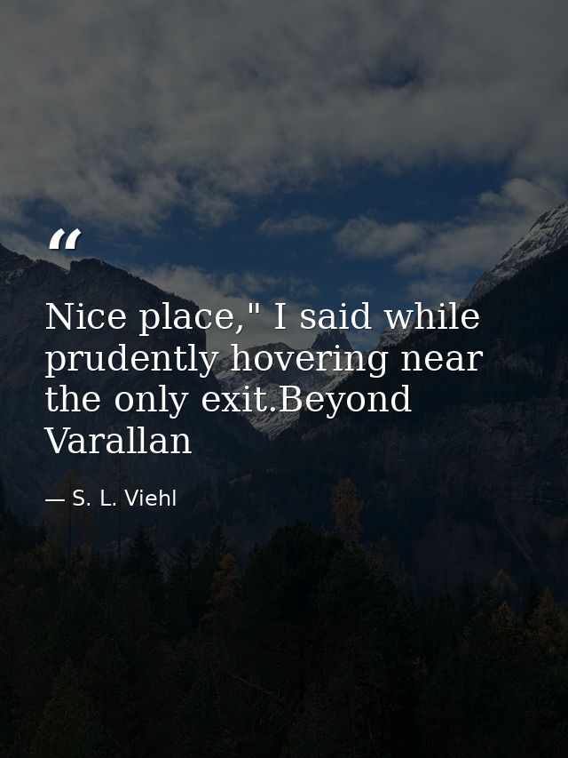 Nice place," I said while prudently hovering near the only exit.Beyond Varallan — S. L. Viehl