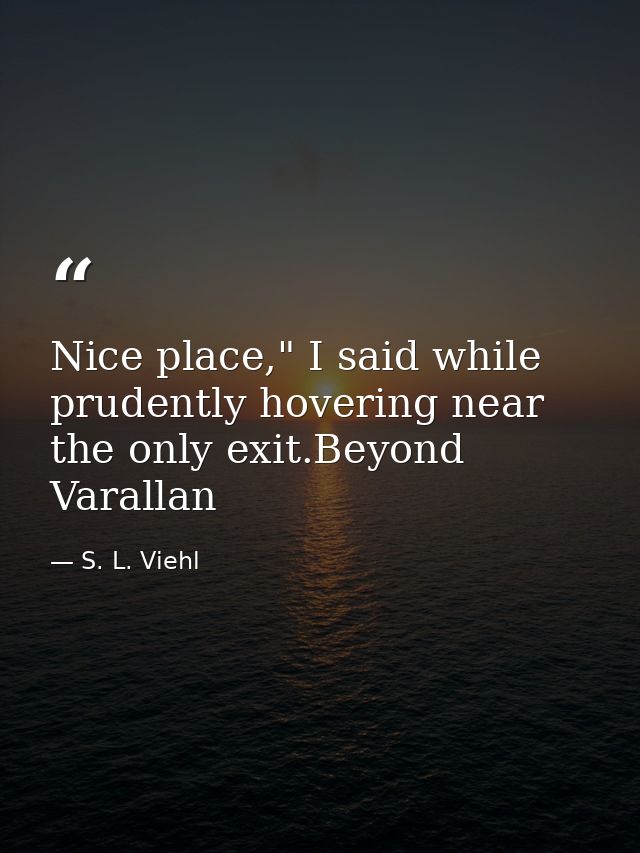 Nice place," I said while prudently hovering near the only exit.Beyond Varallan — S. L. Viehl