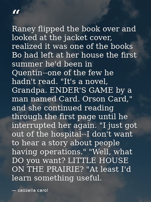 Raney flipped the book over and looked at the jacket cover, realized it was one of the books Bo had left at her house th — cassella carol